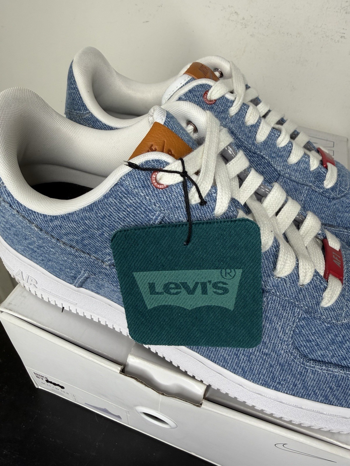 Levi’s x Nike Air Force 1 By You Exclusive Denim Sz 12.5W/11.0M Rare ID Custom image 5