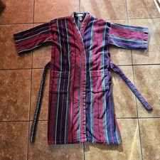 Vintage Christian Dior Robe Terry Cloth Striped Mens One Size Cotton Long