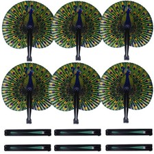 20 Pcs 10" Peacock Print Folding Paper Fans - Safari Decor for Parties, Weddings