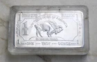 1 Oz German Silver Buffalo Bar  In Case-Nickel Silver