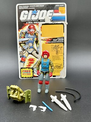 Vintage 1987 Hasbro GI Joe FAST DRAW 100% COMPLETE With Full Uncut Card Back