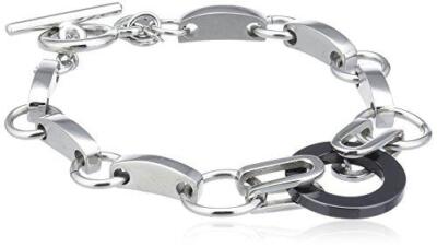 Mike Ellis New York Armband Damen Edelstahl Acryl 19.0 cm S173 IPS schwarz