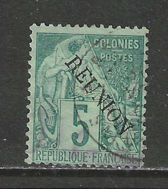 1891 French colonies REUNION 5 centime  issue with overprint used $ 32.50