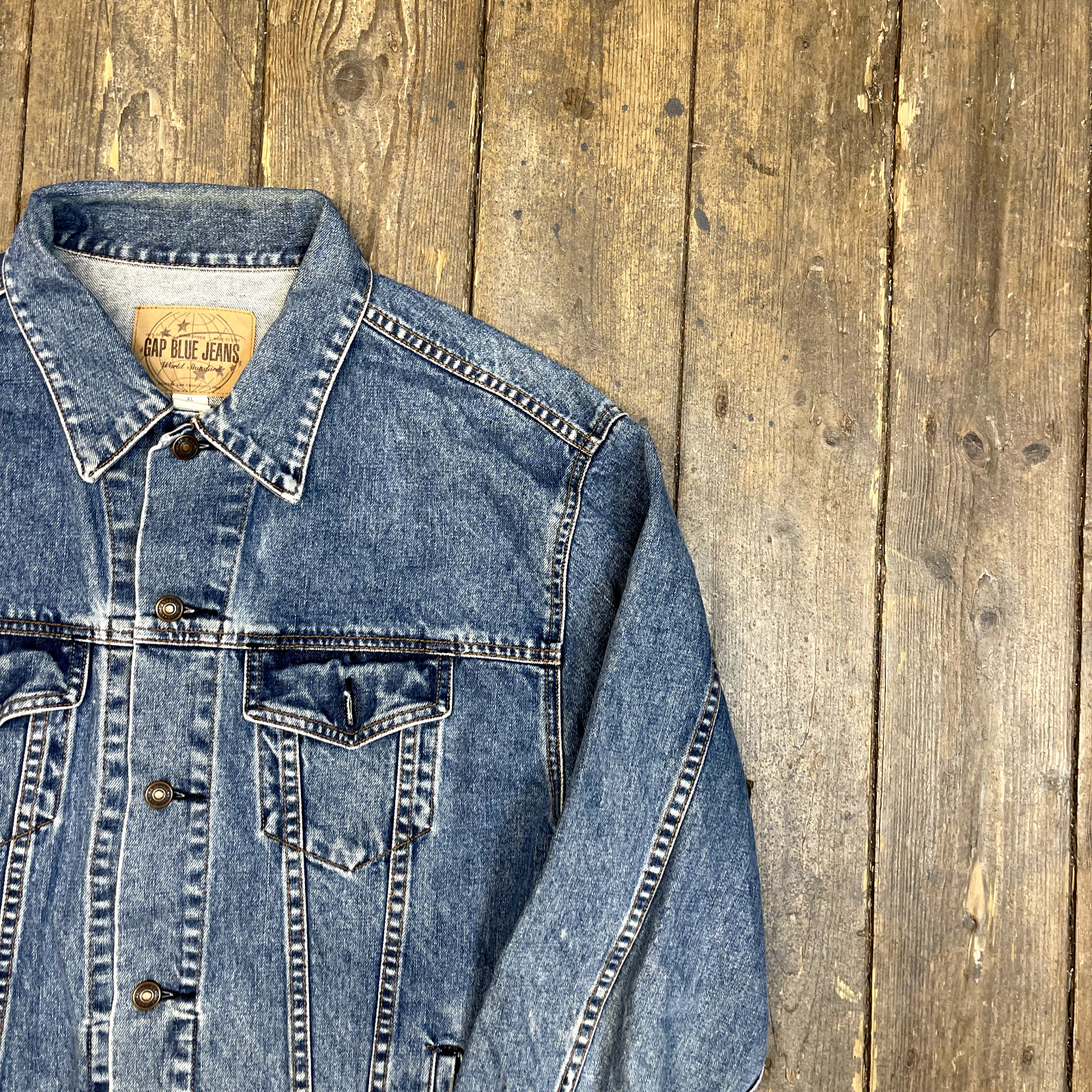 Gap Denim Jacket Mens Vintage Y2K Blue Jeans Trucker Coat, Blue, XL image 2