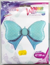 Grabo Wonderloons Large Helium Foil Balloon 43" Large Blue Bow New Baby Boy