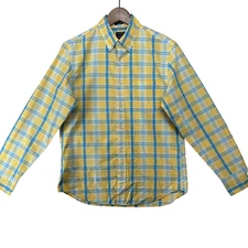 J.Crew Slim Untucked Flex Washed Men's Size M Yellow Check Casual Shirt