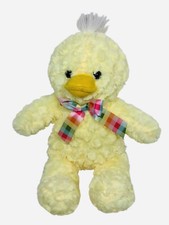 Spring / Easter Plush Yellow Fluffy Duck Chick with Pastel Colored Bow Dan Dee