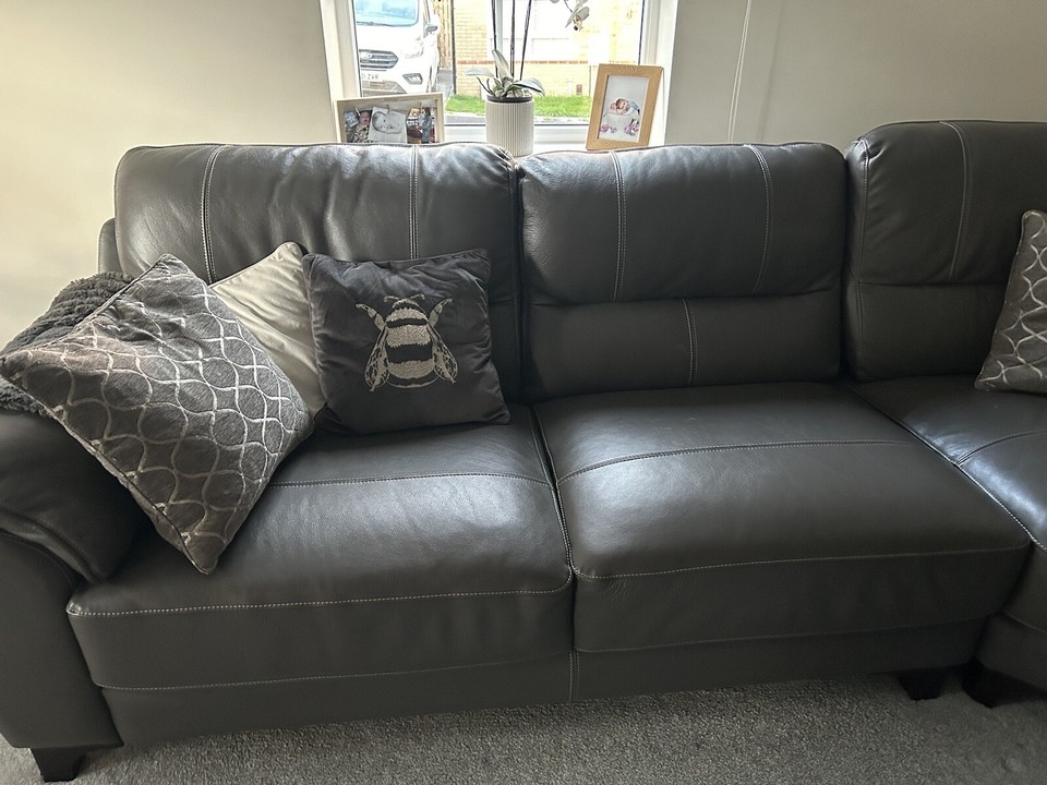 Scs Lloyd Grey Leather Corner Sofa eBay