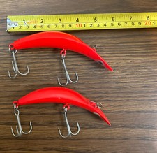 Vintage Kwikfish Luhr Jensen Pre Rapala Fluorescent Red 2 Eyes Lot Of 2