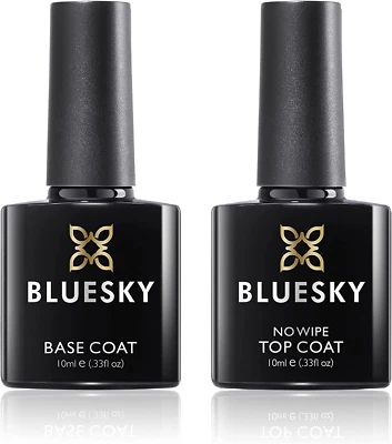 Bluesky Gel Nail Polishes, No Wipe Top Coat and Base Coat, Soak off LED UV Gel N