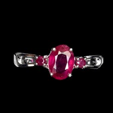 925 Sterling Silver Ring Oval Ruby 7x5mm Gemstone Jewelry Size 8