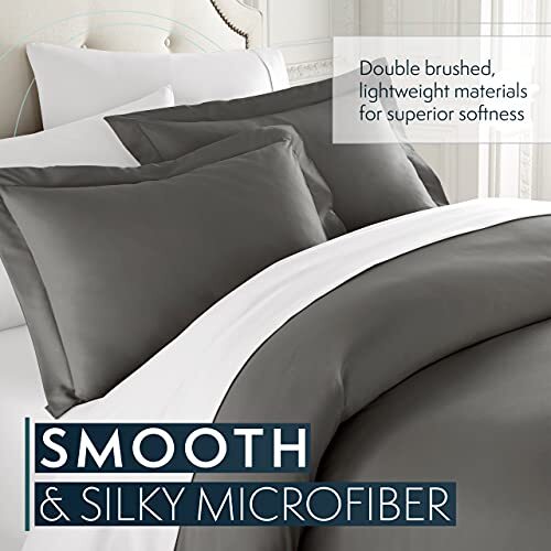 HC Collection Set Copripiumino Queen Size | Cotone Egiziano 1500 Fili, 3 Pezzi, Lusso Grigio