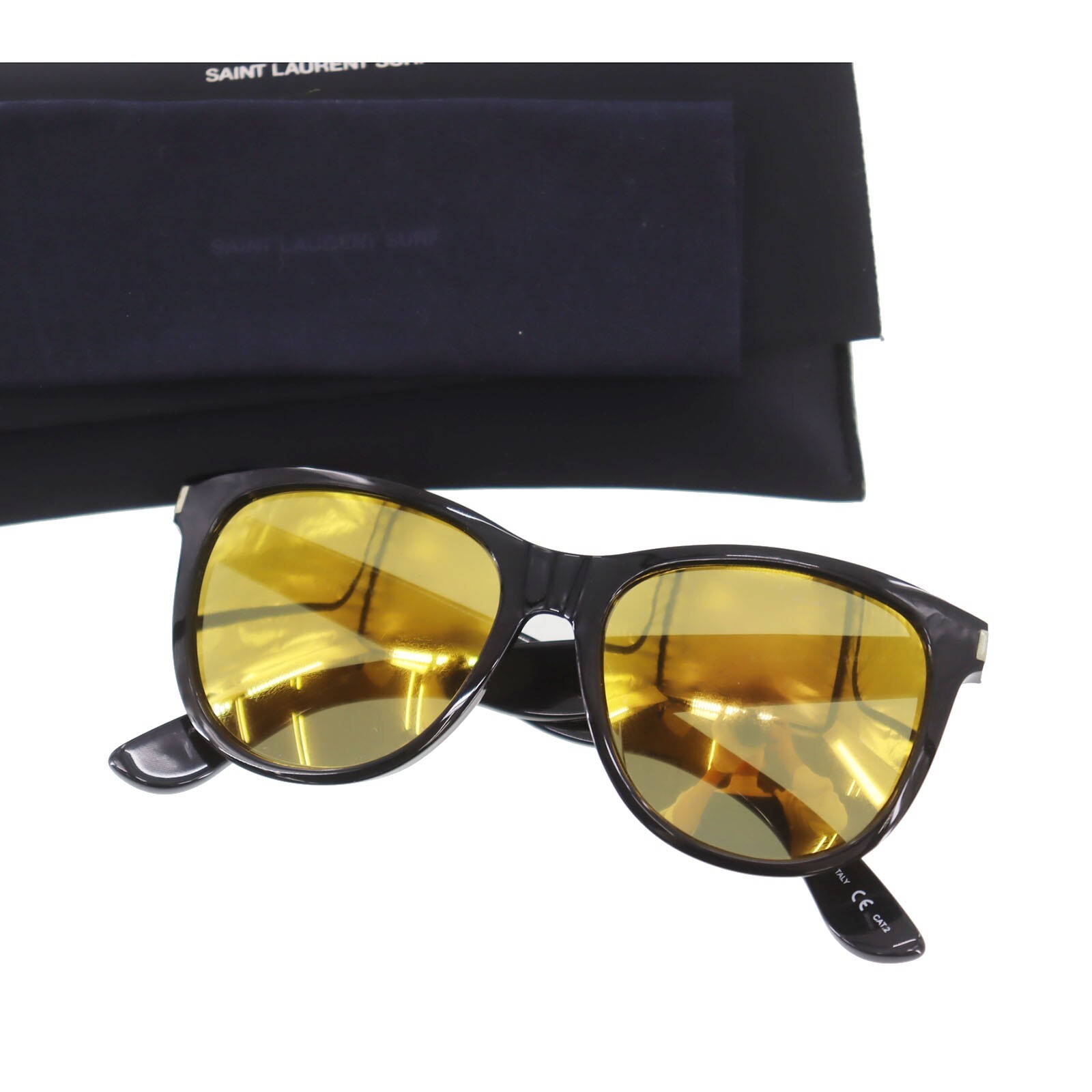 Occhiali da sole usati Yves Saint Laurent nero giallo specchio Italia #AG167 S