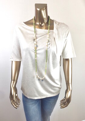 CHICO'S $70 NWT OATMEAL DROPE FRONT FASHION TOP SIZE 1 (M)
