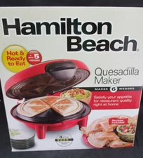 NIB Hamilton Beach Footed QUESADILLA MAKER 25409 Red Non-Stick Recipes Gift