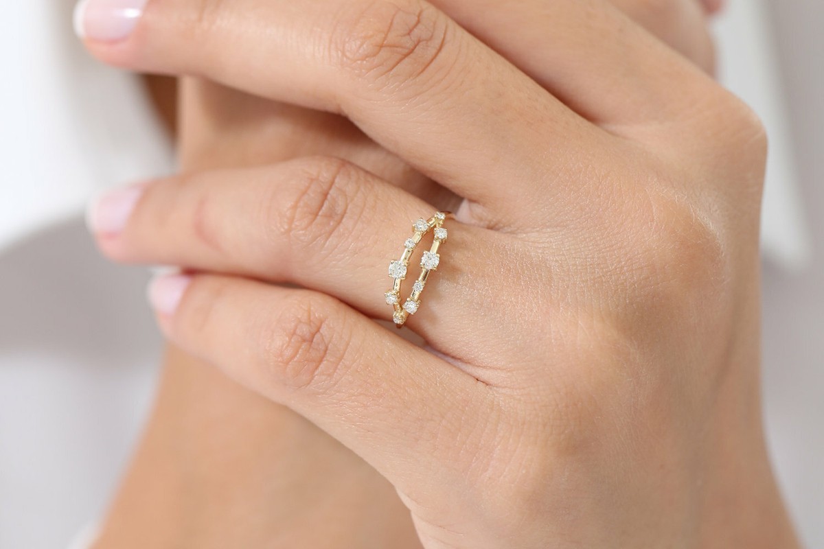 Memory-Ring Aus 585 Weißgold Mit Diamanten W-SI B: 4,1mm