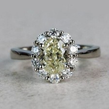 2.0 Ct Oval Cut Simulated Diamond Engagement Wedding Ring 925 Sterling Silver