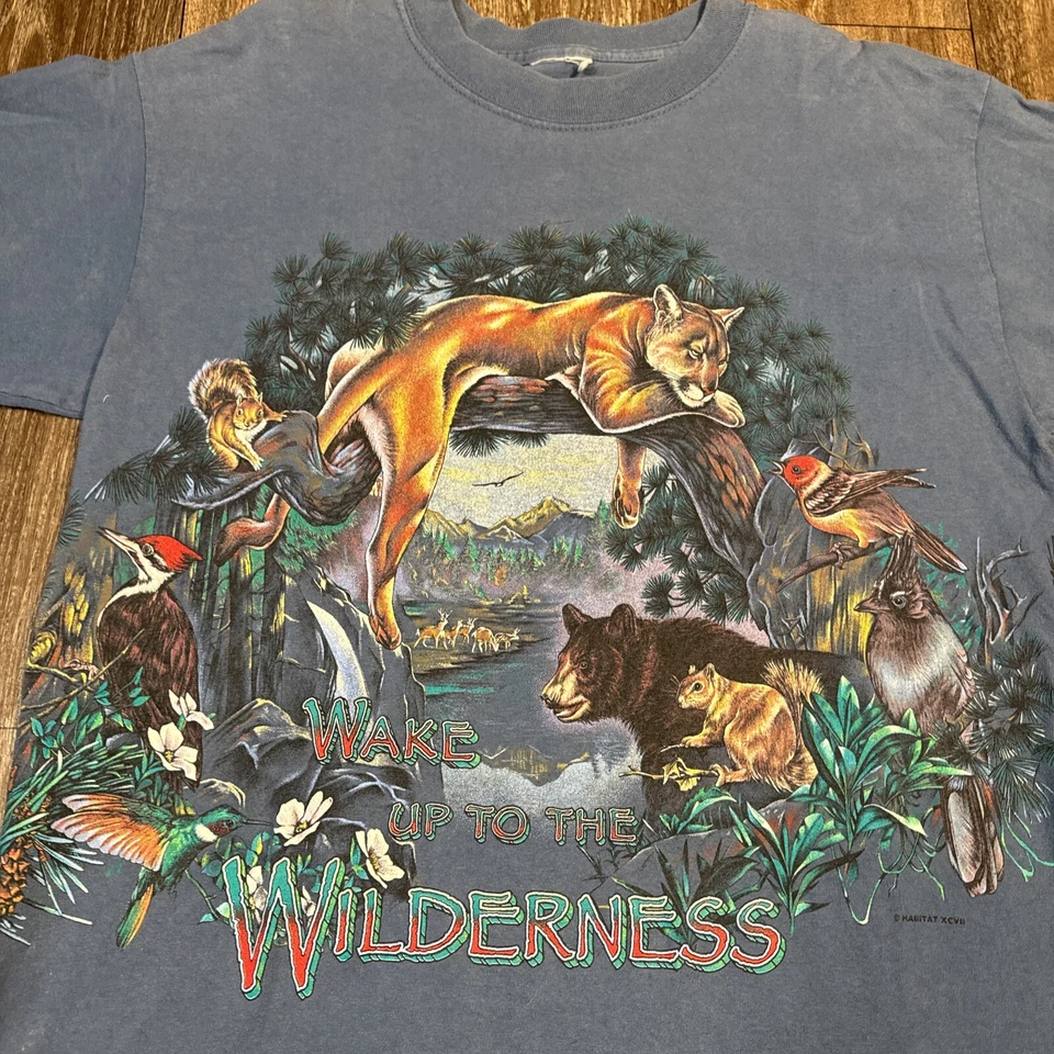 Camiseta envolvente vintage años 90 Wake Up To The Wilderness Amazonas naturaleza animal tierra Foto 3 de 4