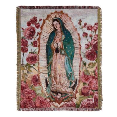 Our Lady Of Guadalupe Tapestry Throw Blanket 54x65 in Features one sided design