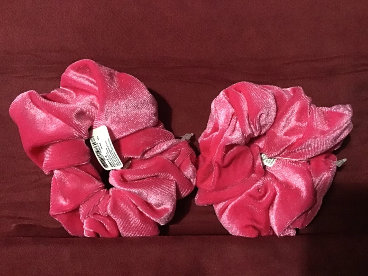 Claire s pink velvet look scrunchies set of 2 new 98617 4 eBay