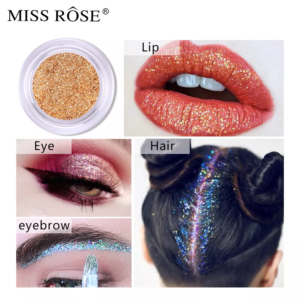 Miss Rose Glitter Pigment Eyeshadow Palette Loose Powder Shimmer Up Eye  Womens