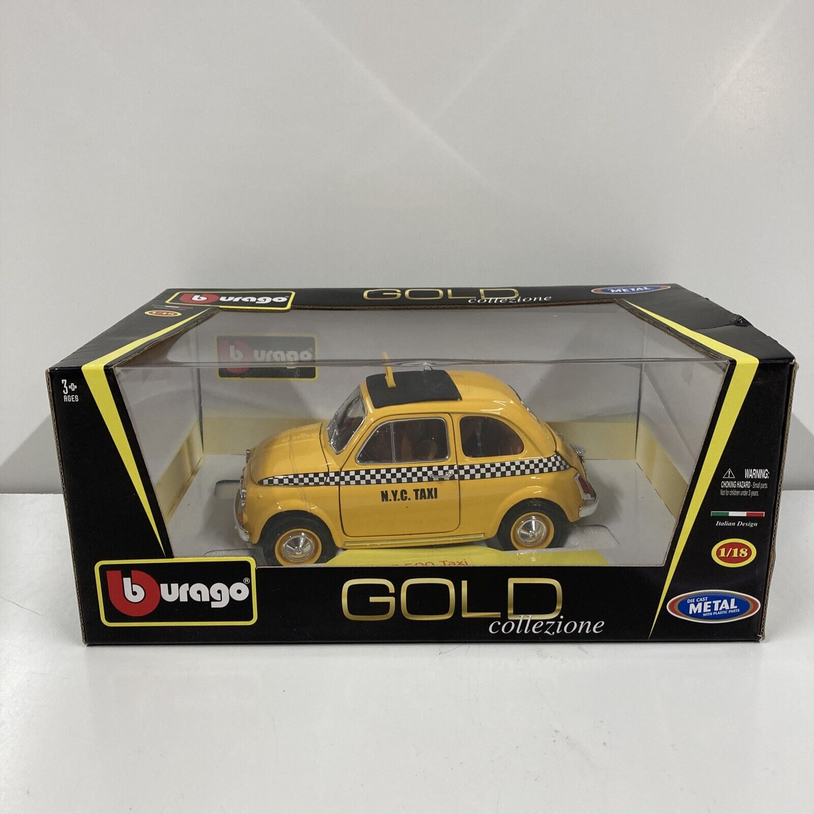 BURAGO Gold Collezione FIAT 500 taxi 1/18 1:18 scale die cast model car NEW
