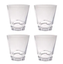 QG 14 Ounce Acrylic Plastic Rocks Glass Heavy Twist Base Tumbler Set of 4 Clear