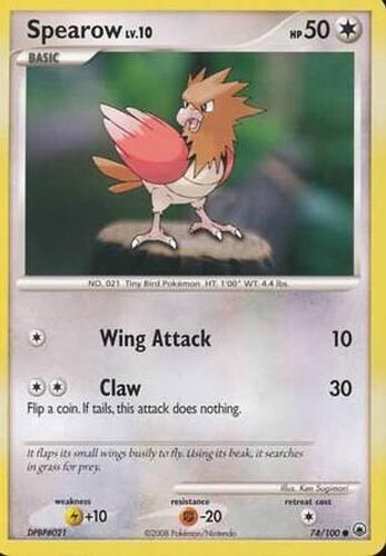 Pokemon Card - Majestic Dawn 74/100 - SPEAROW (uncommon) - NM/Mint