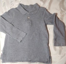 1 Boy Childrens Place long sleeve two button uniform shirt size 5T grey preowned