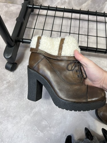 Diesel Mujer Botines Cuero Marrón Imitación Piel Tacones Altos EU 39 - Imagen 14 de 20
