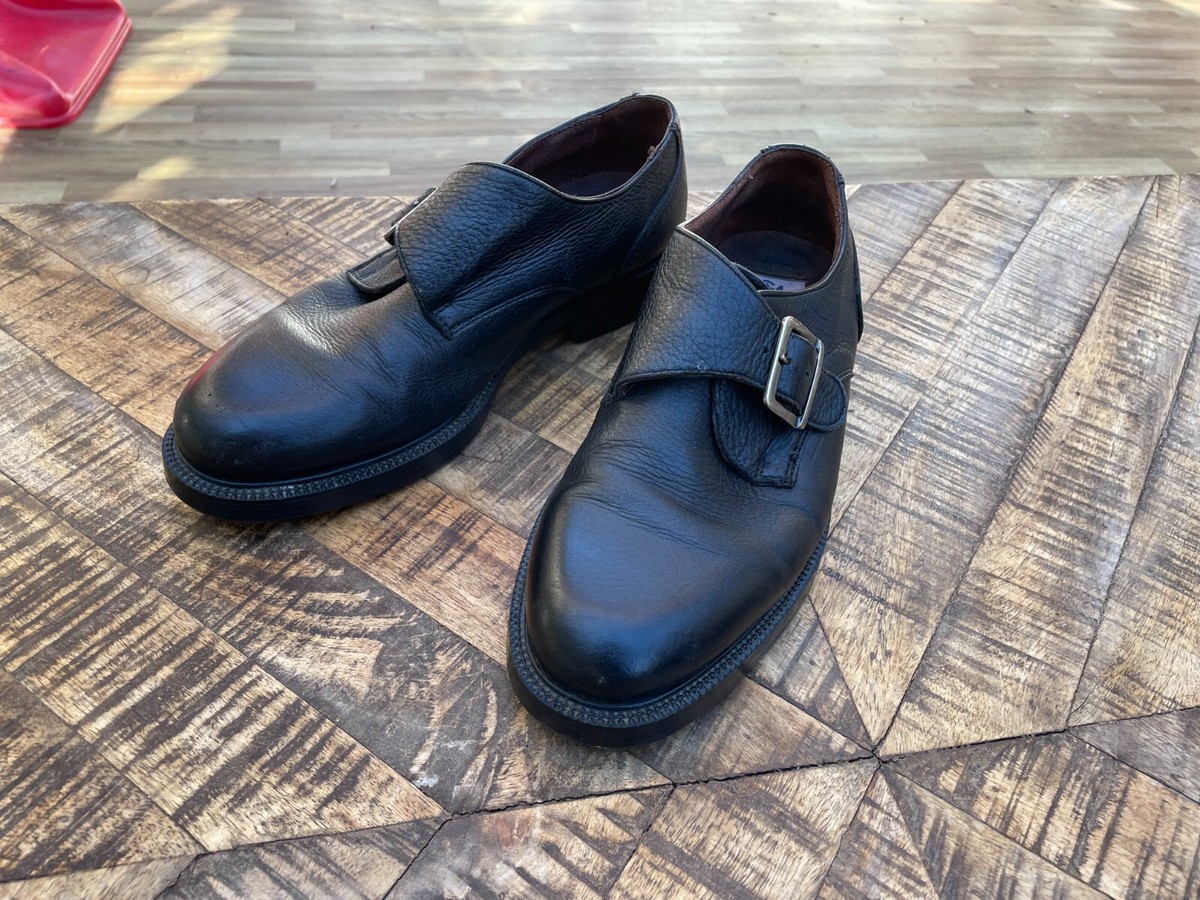 Carlo Morandi Men Shoes Black 10 M Leather Monk Strap Slip On Italy Boots |  eBay