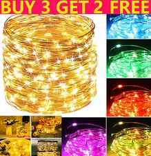 Small Micro 20-100 LED Fairy Lights String Battery Copper Sliver Wire Xmas Party