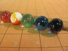 Set of 5 Glass .75" 3/4" Marbles Earth World Globe