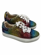 Betsey Johnson Youth Sidny Sneakers Sz. 2M Rainbow/Multi Sparkle Shine Party