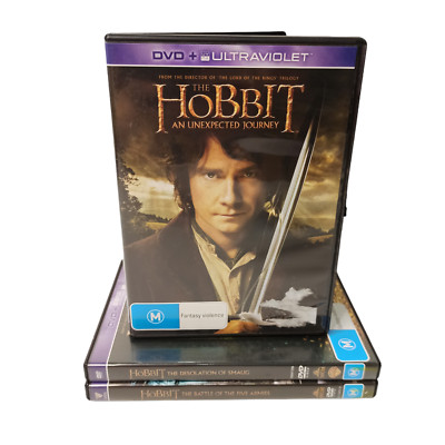 Hobbit 1 2 3 (3) DVD Bundle Lot Movie Action Adventure Fantasy Battle Creatures 