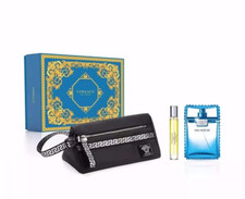 Versace Eau Fraiche Men's 3 pc set 3.4oz EDT Spray  0.3 oz Mini Spray  Trousse