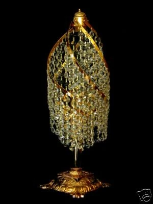 Nachttischlampe Tischlampe echtes Kristall Rahmen Metall Silber oder Goldfarben - Bild 1 von 3