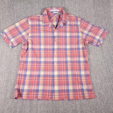 Criquet Shirt Mens Large Multicolor Plaid Stretch Short Sleeve Button Up Casual
