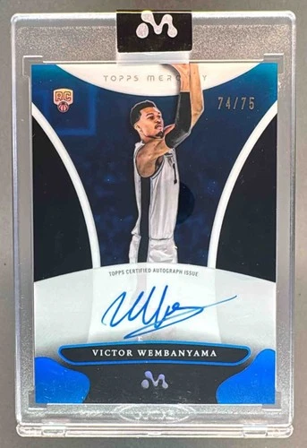 Victor Wembanyama 2023 Topps Mercury #WA-3 Blue Refractor Rookie RC Auto 74/75