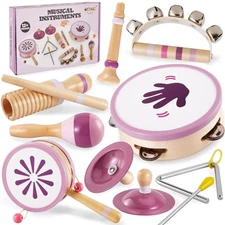 BUYGER Wooden Musical Instruments for Toddler 1-3, Baby Montessori Percussion...