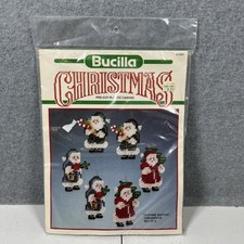 Bucilla "Oldtime Santas" Christmas Ornaments Kit 61087 Set of 6 w/Yarn