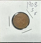 1908 S Indian Head Cent Penny - F Fine --  Key Date