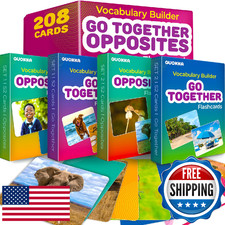 QUOKKA 208 Vocabulary Flash Cards Set - Go Together  Opposites Matching Cards