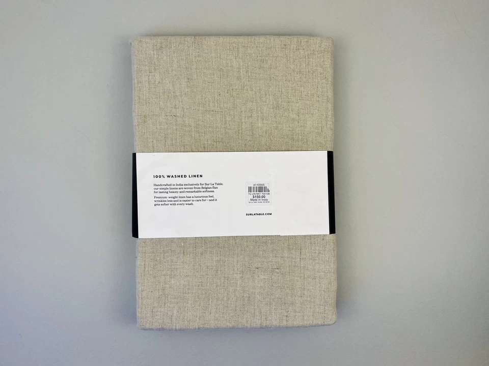 Sur La Table Washed Linen Tablecloth 70x108 Neutral Belgian Flax Handcrafted New - Image 4 of 4