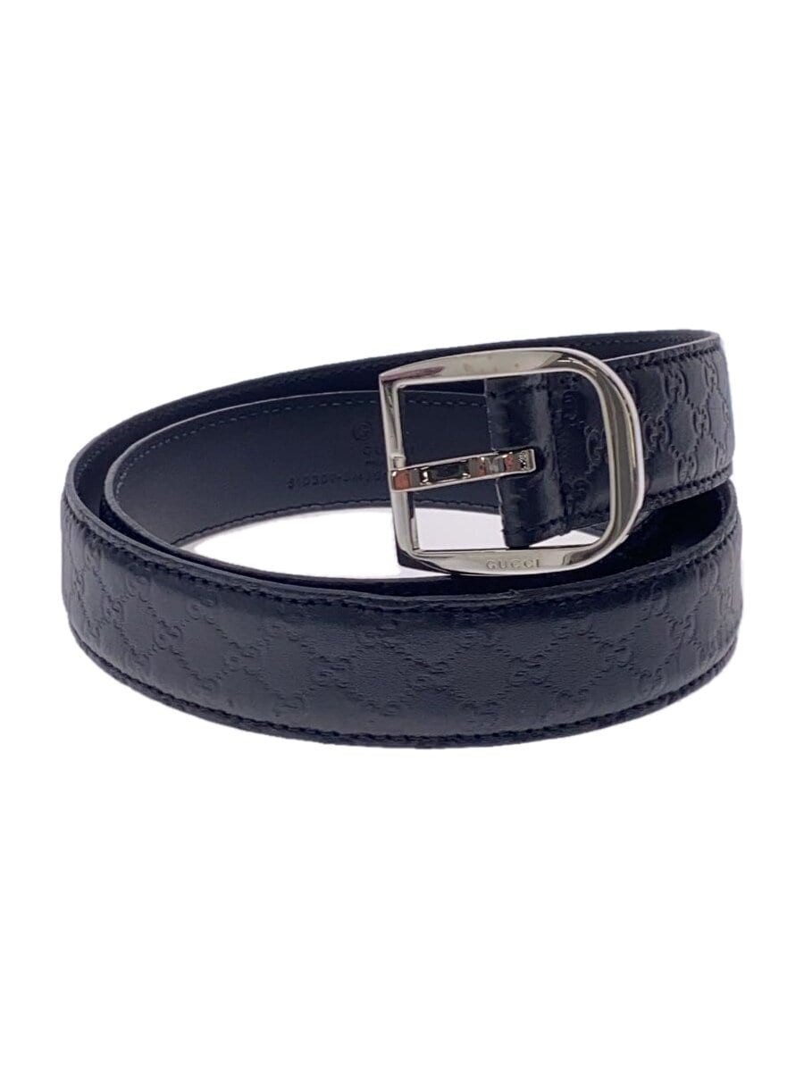 GUCCI Men's Black Leather Monogram Belt