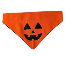 Jack O Lantern Over the Collar Dog Bandana That Slips onto Their Existing Col...