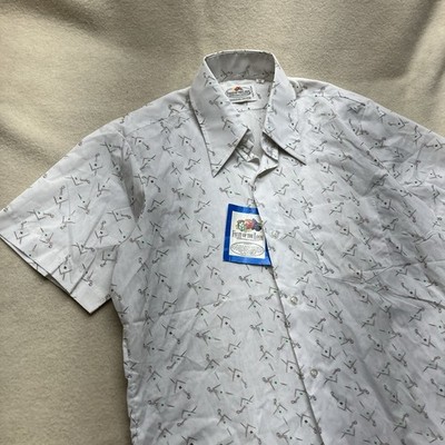 NOS Vintage 70 s Fruit Of The Loom Collar Shirt 15 Medium Poly Cotton
