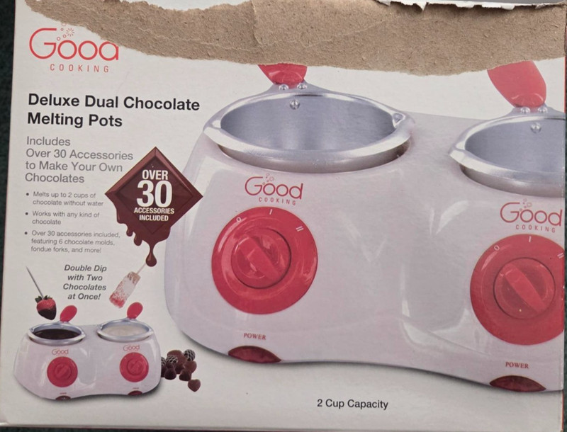Good Cooking Deluxe Dual Chocolate Melting Pots Brand New Damaged Outside Box
