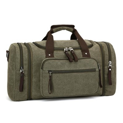 Travel bag large capacity men's luggage bag, expandable canvas leather 55 lit...