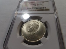X44 Germany Weimar 1932-A Silver 3 Marks Goethe NGC MS-65 Top Pop:5/0 Tied